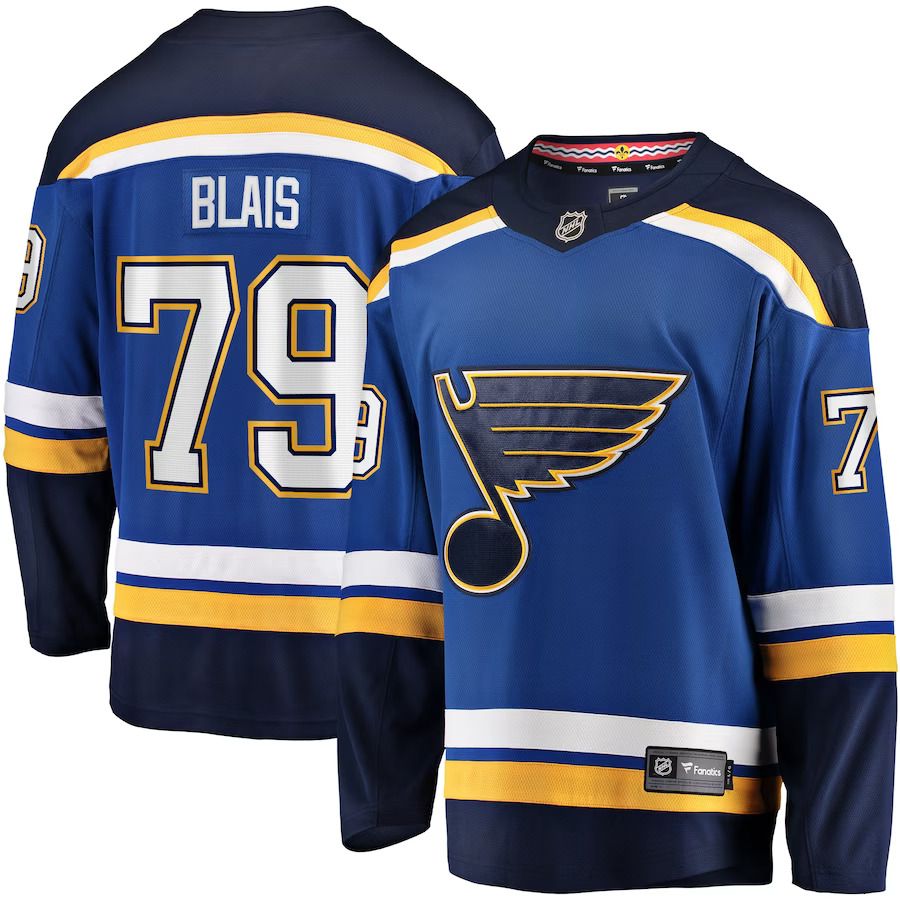 Men St. Louis Blues 79 Sammy Blais Fanatics Branded Blue Home Breakaway NHL Jersey